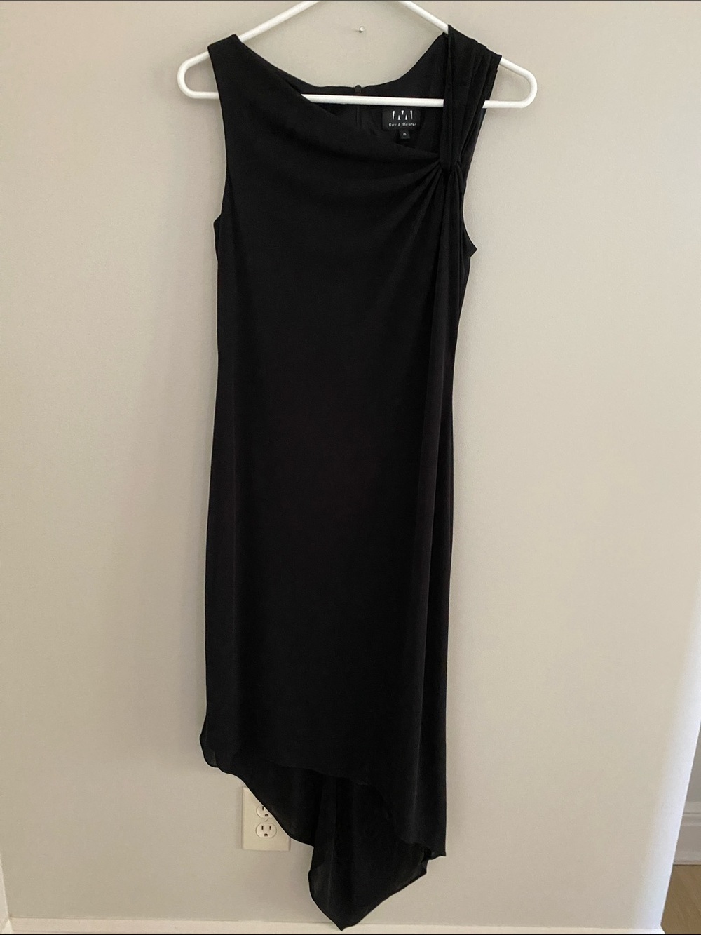 David Meister Black Asymmetrical Sleeveless Dress
